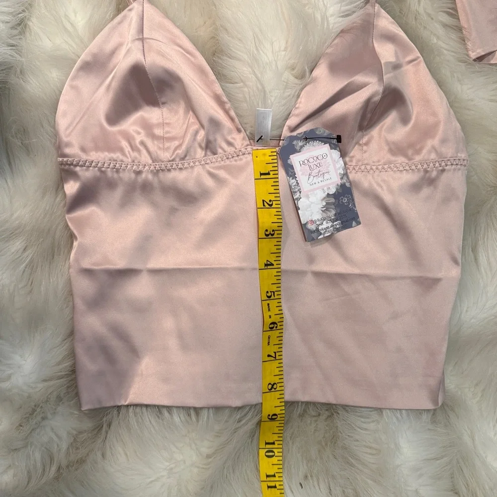Satin Blush Bralette camisole adjustable straps stretch soft‎ shimmer sz S or M